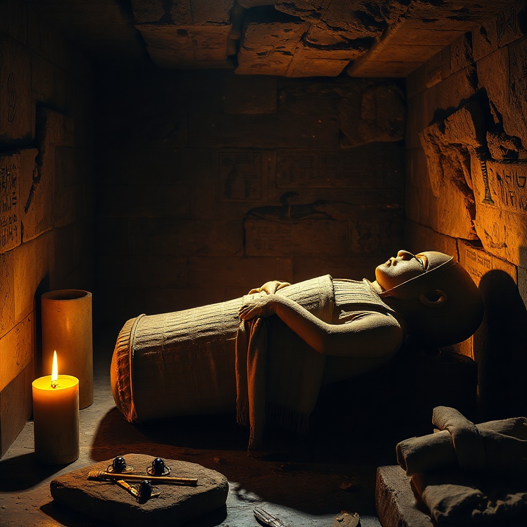 Mummification chamber with canopic jars